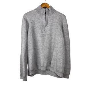 Tasso Elba Men's XXL Light Gray Mock Neck 1/4 Zip Cotton Knit Pullover Sweater